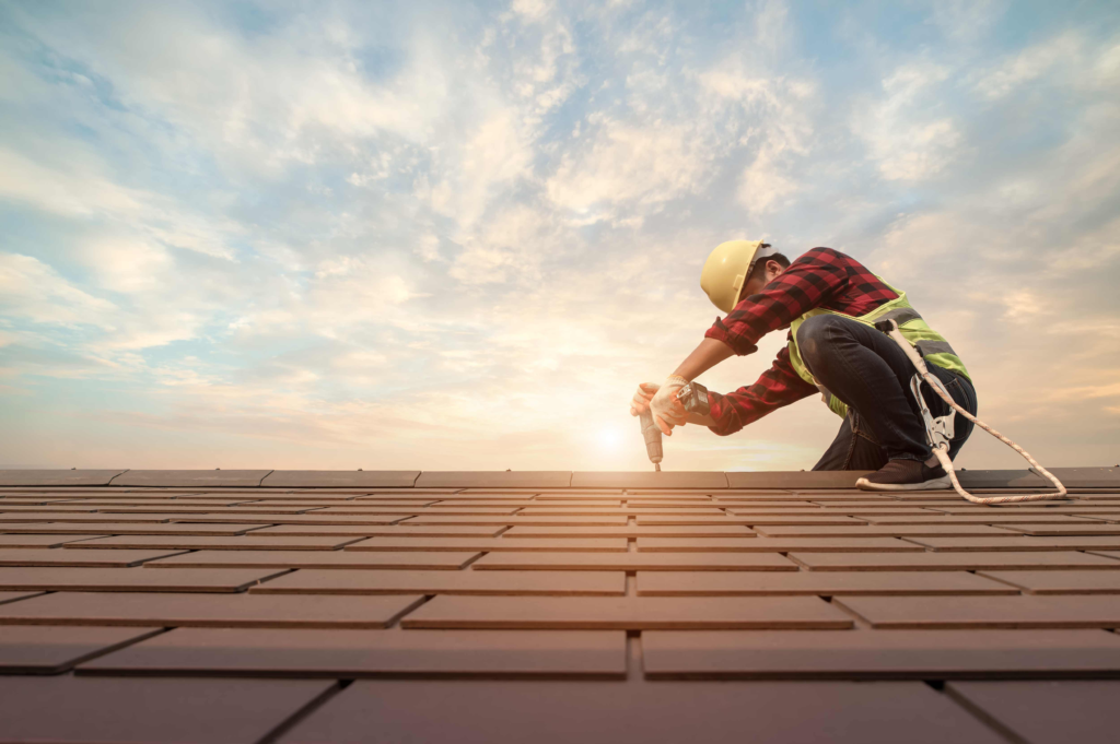 Man working on roof